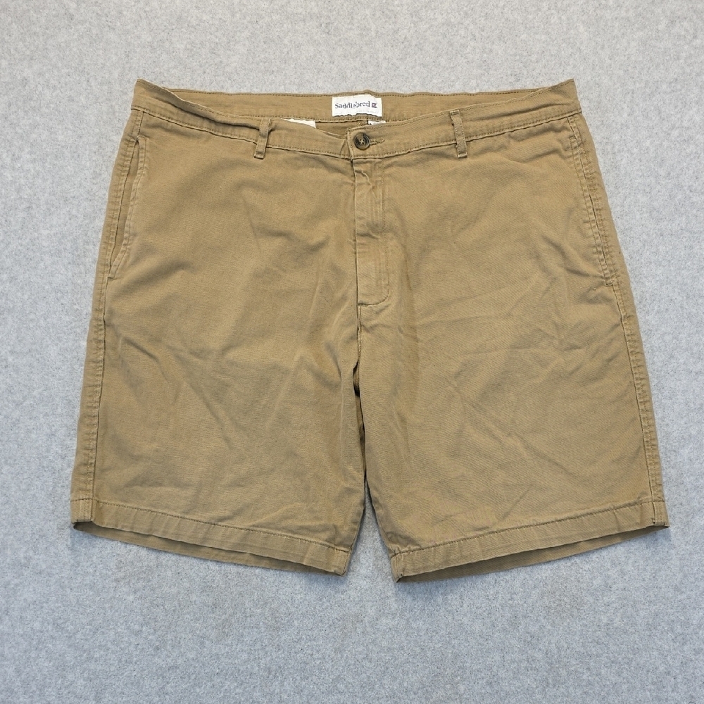 Saddlebred Men’s Khaki Chino Shorts Size 40W Classic Flat Front Casual